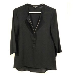 Black 3/4 sleeve zipper top